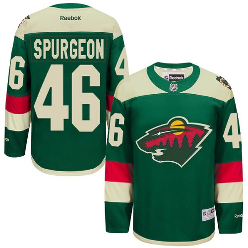Mens Reebok Minnesota Wild 46 Jared Spurgeon Authentic Green 2016 Stadium Series NHL Jersey
